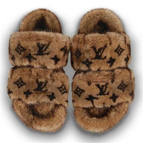 louis vuitton slipperswomens|Louis Vuitton slippers mink fur.